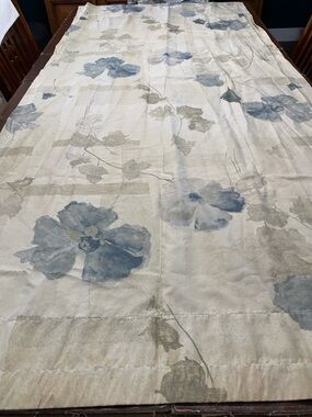 Dan River Floral Blue and Cream Curtain 4 Panels 86x40” & 2 Valances 83x16”